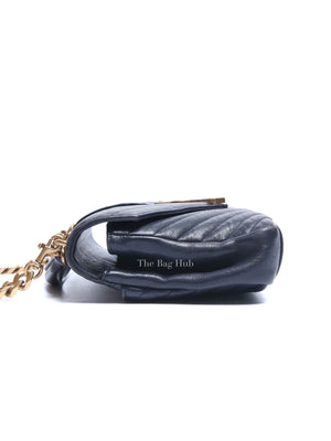 Saint Laurent Deep Marine Sheepskin Matelasse Chevron Monogram Medium College Bag