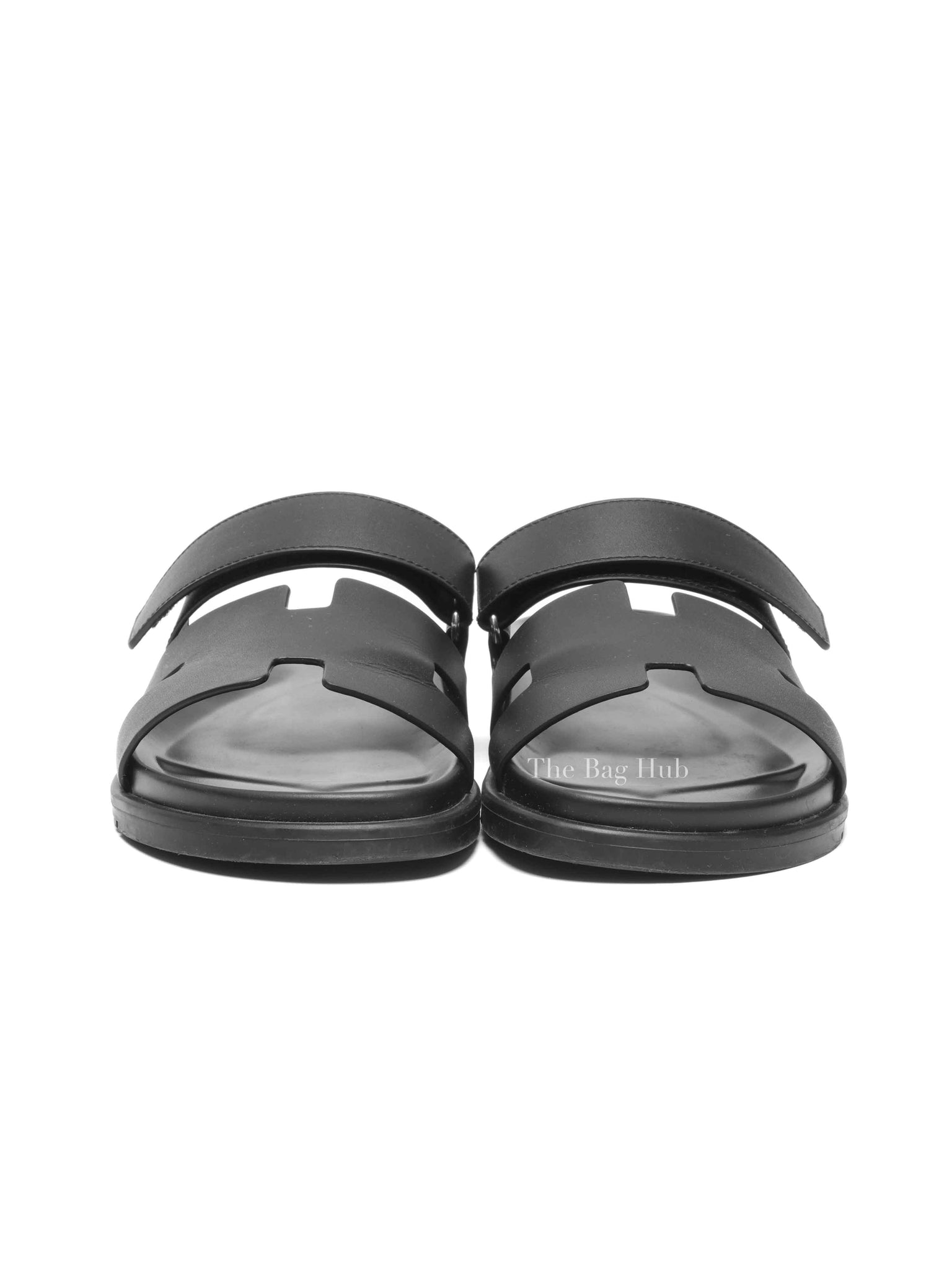 Hermes Noir Calfskin Chypre Sandals Size 41.5