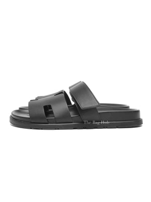 Hermes Noir Calfskin Chypre Sandals Size 41.5