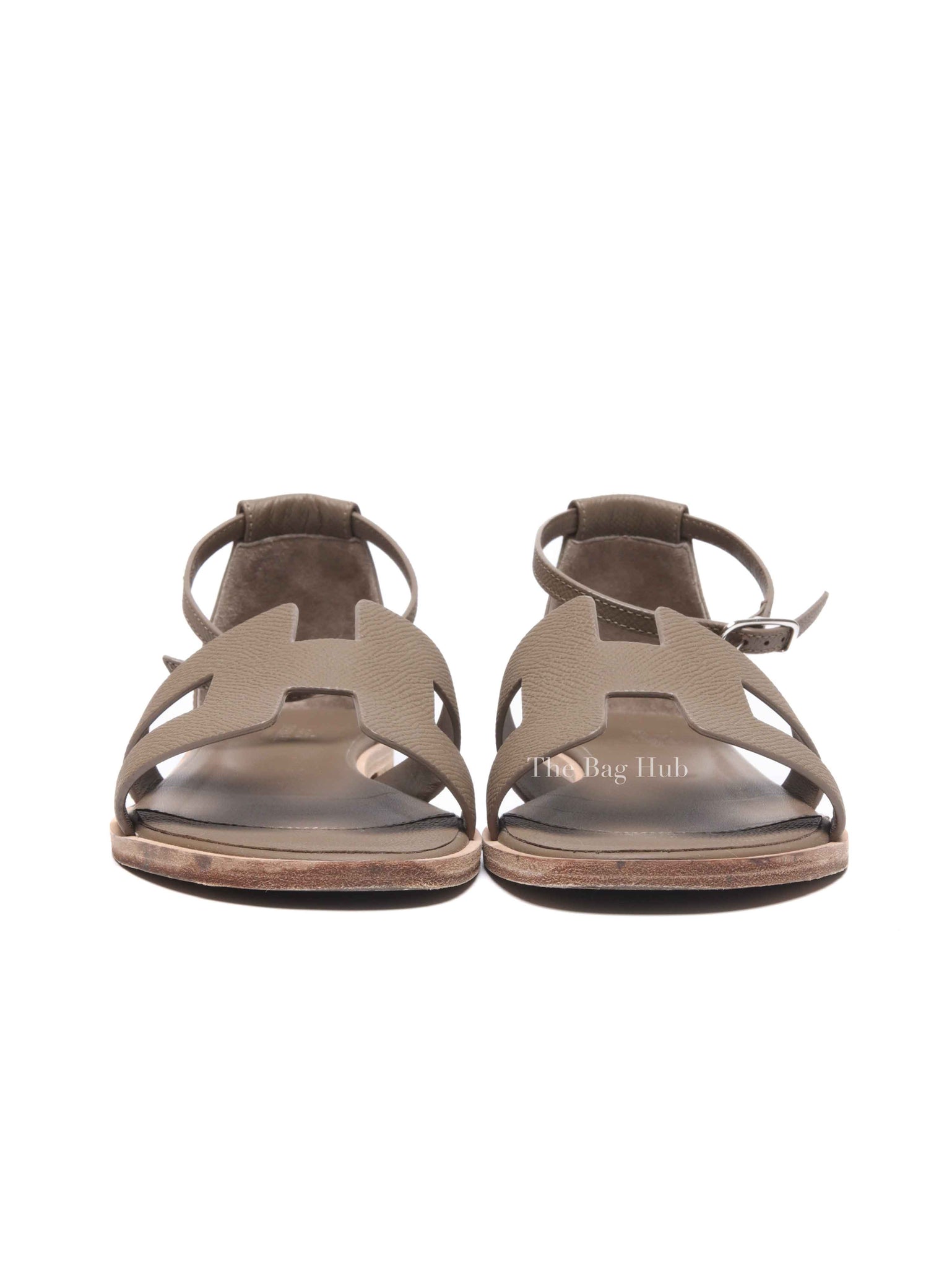 Hermes Etoupe Epsom Santorini Sandals Size 37