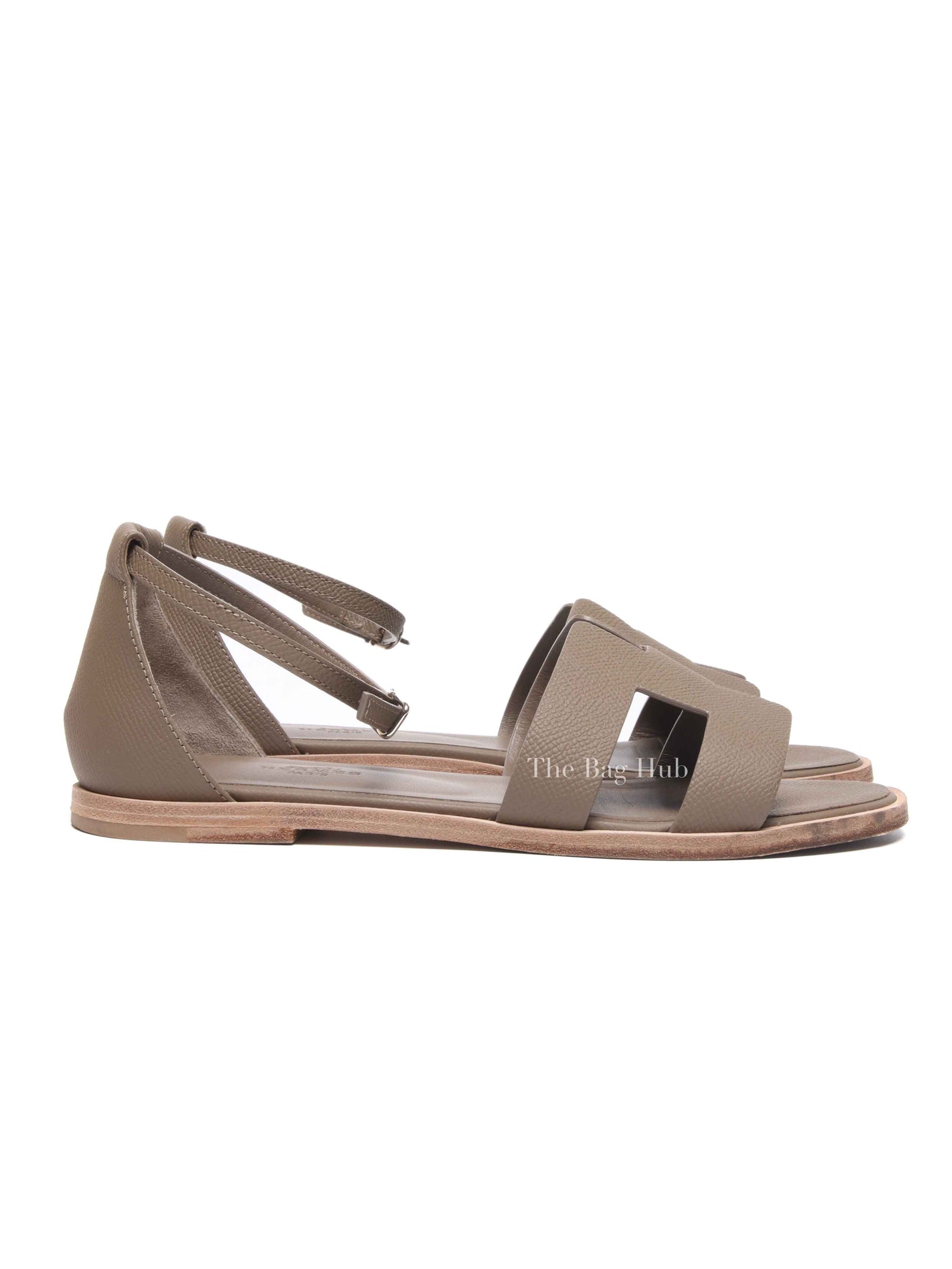 Hermes Etoupe Epsom Santorini Sandals Size 37