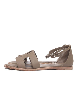 Hermes Etoupe Epsom Santorini Sandals Size 37
