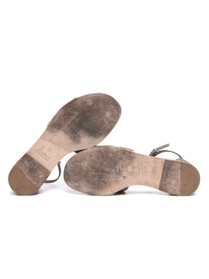 Hermes Etoupe Epsom Santorini Sandals Size 37