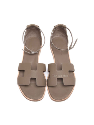Hermes Etoupe Epsom Santorini Sandals Size 37