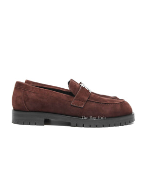 Hermes Chocolat Suede Goatskin Fauborg Loafers Size 37