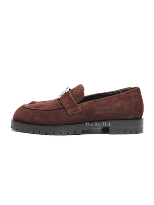 Hermes Chocolat Suede Goatskin Fauborg Loafers Size 37