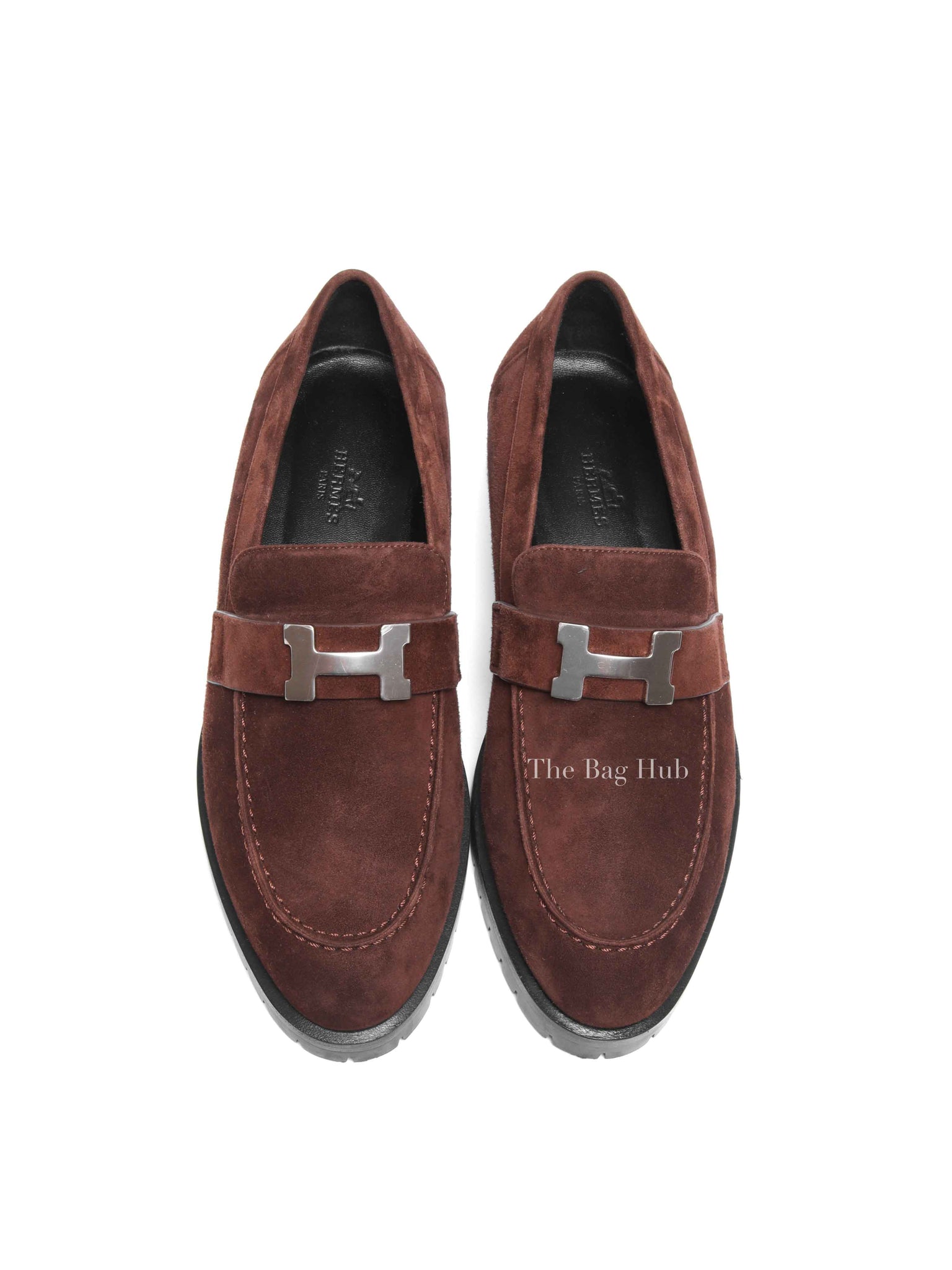 Hermes Chocolat Suede Goatskin Fauborg Loafers Size 37