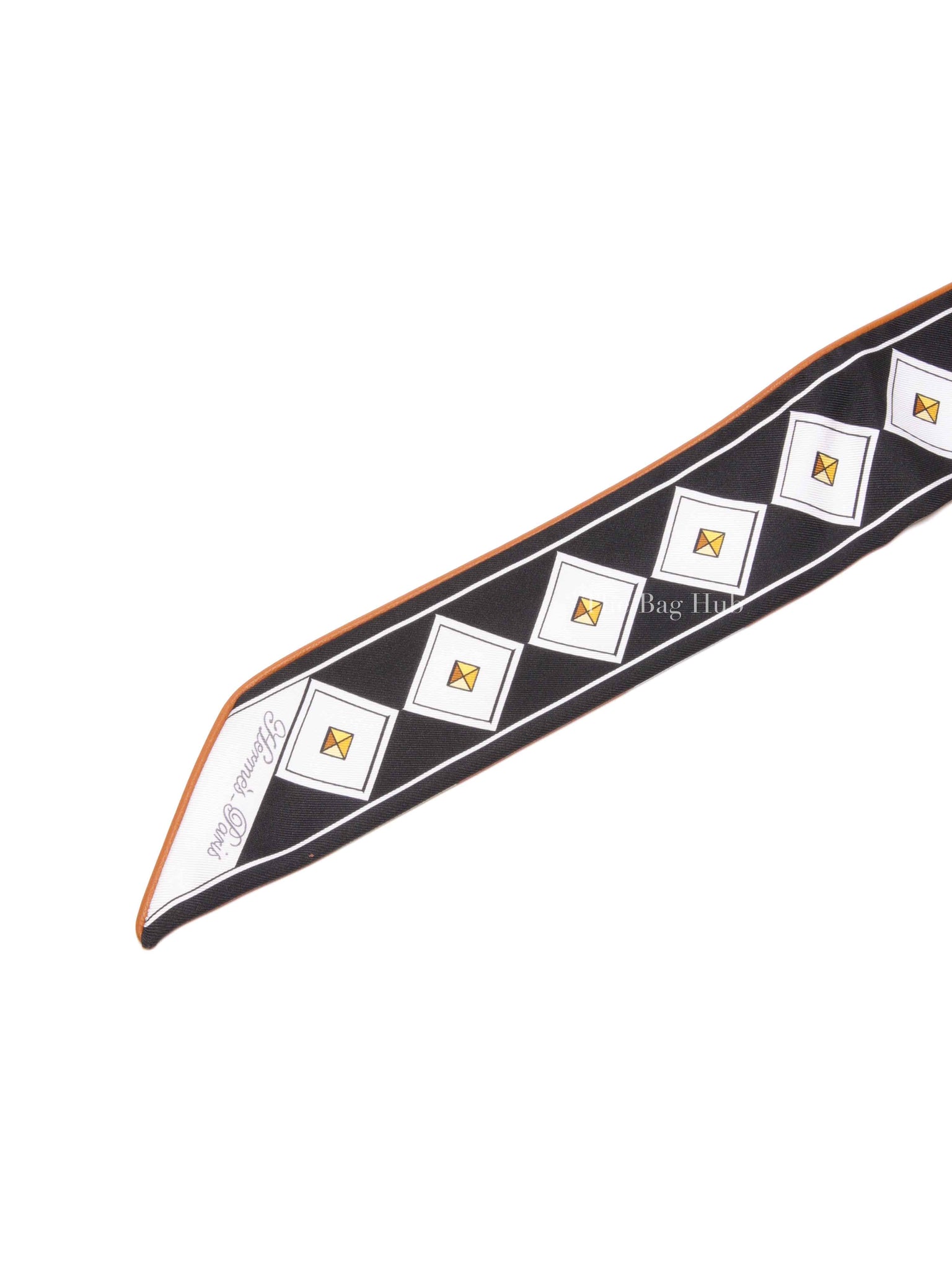 Hermes Noir/Blanc/Caramel Silk Colliers et Chiens Twilly