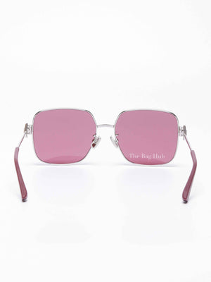Bottega Veneta Maroon/Silver Metal Square Sunglasses