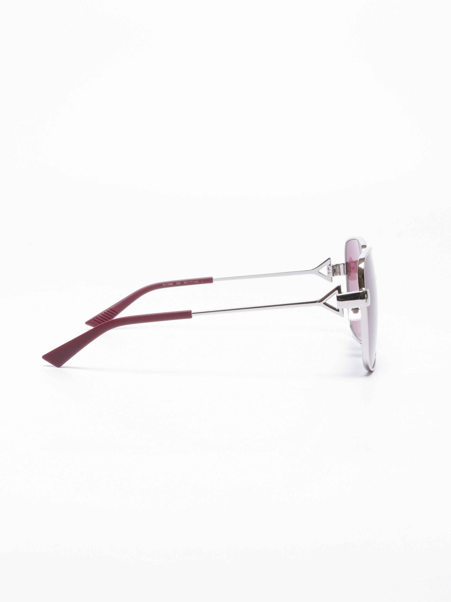 Bottega Veneta Maroon/Silver Metal Square Sunglasses