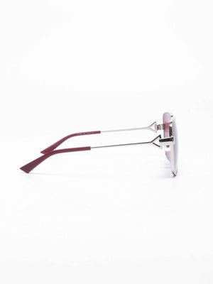 Bottega Veneta Maroon/Silver Metal Square Sunglasses