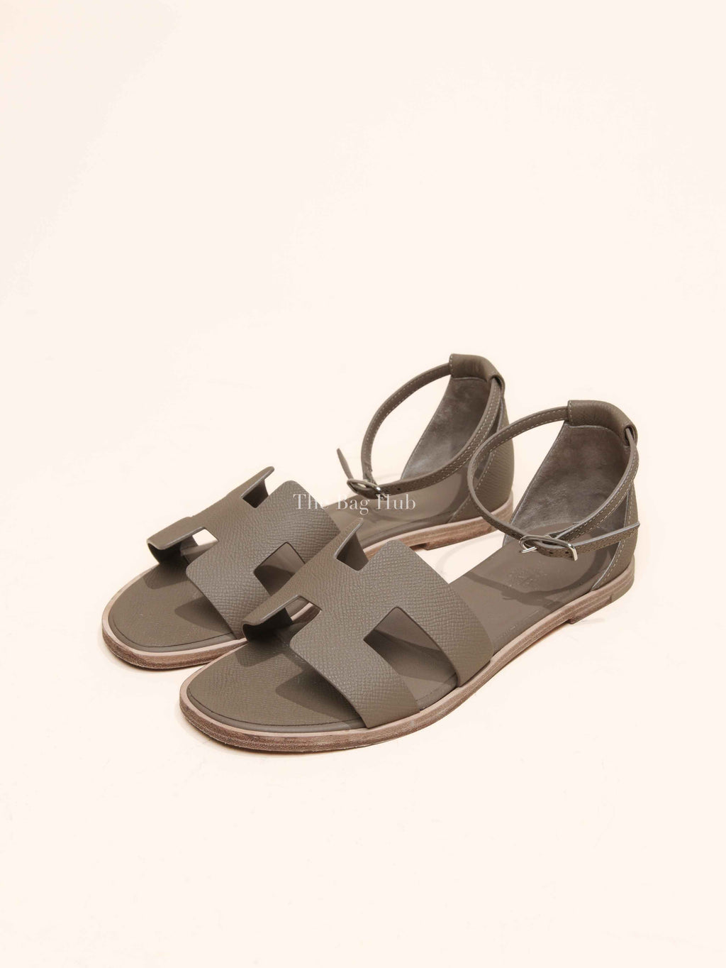 Hermes Etoupe Epsom Santorini Sandals Size 37