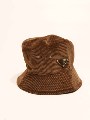 Prada Tobacco Fabric Corduroy Bucket Hat