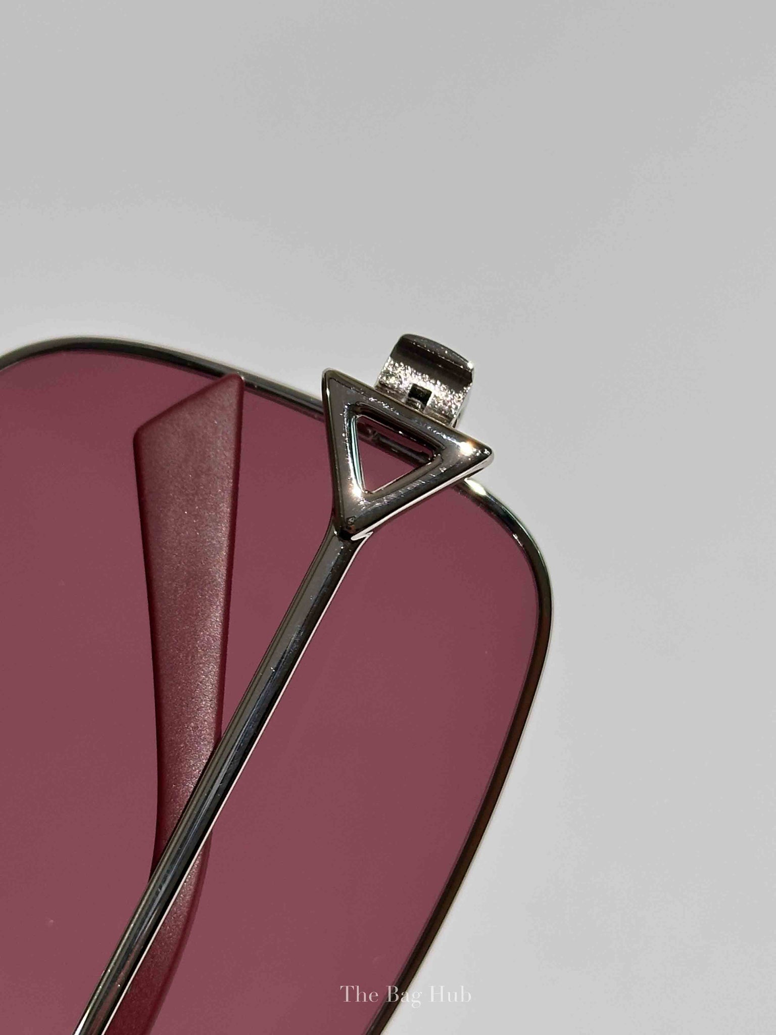 Bottega Veneta Maroon/Silver Metal Square Sunglasses