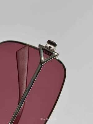 Bottega Veneta Maroon/Silver Metal Square Sunglasses