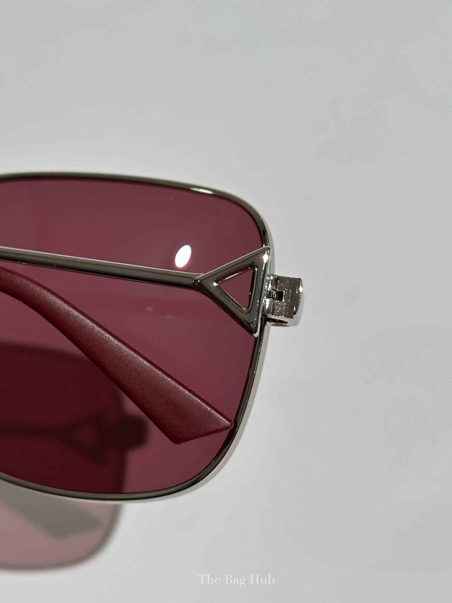 Bottega Veneta Maroon/Silver Metal Square Sunglasses