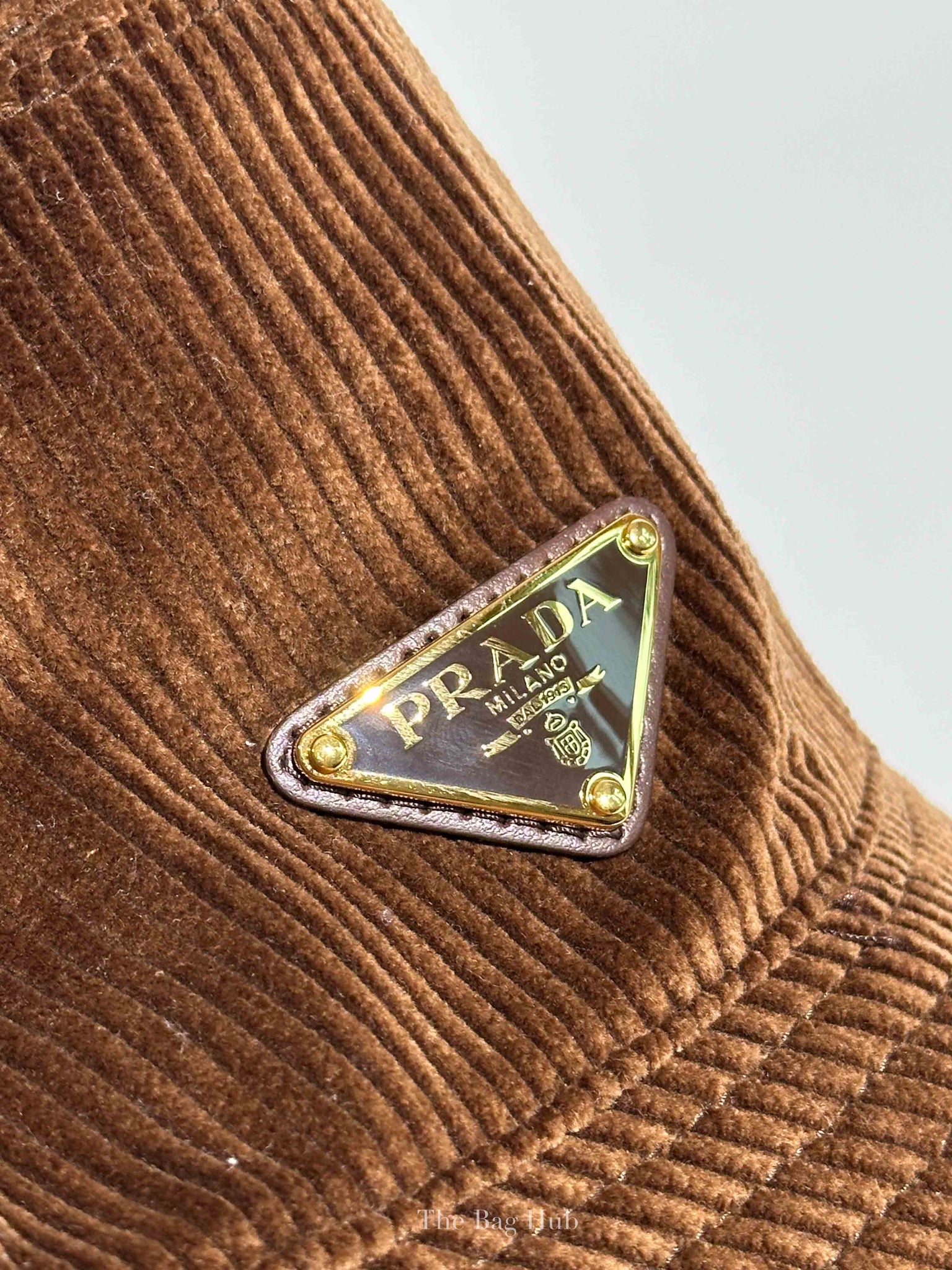 Prada Tobacco Fabric Corduroy Bucket Hat
