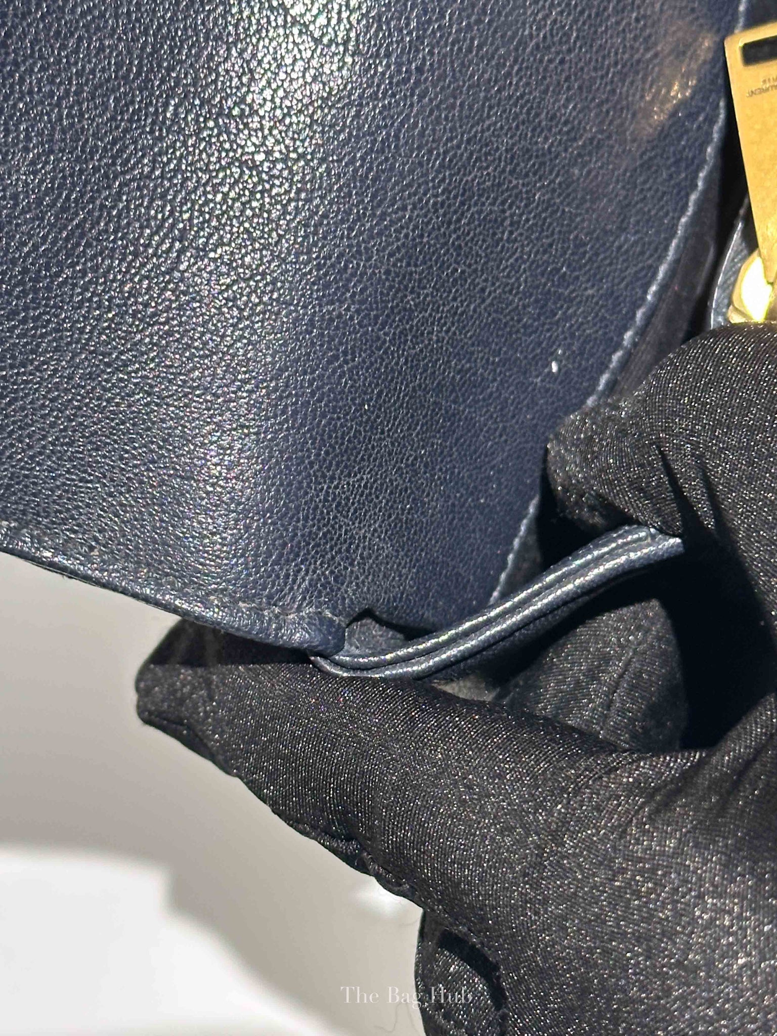 Saint Laurent Deep Marine Sheepskin Matelasse Chevron Monogram Medium College Bag