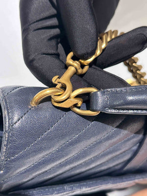 Saint Laurent Deep Marine Sheepskin Matelasse Chevron Monogram Medium College Bag