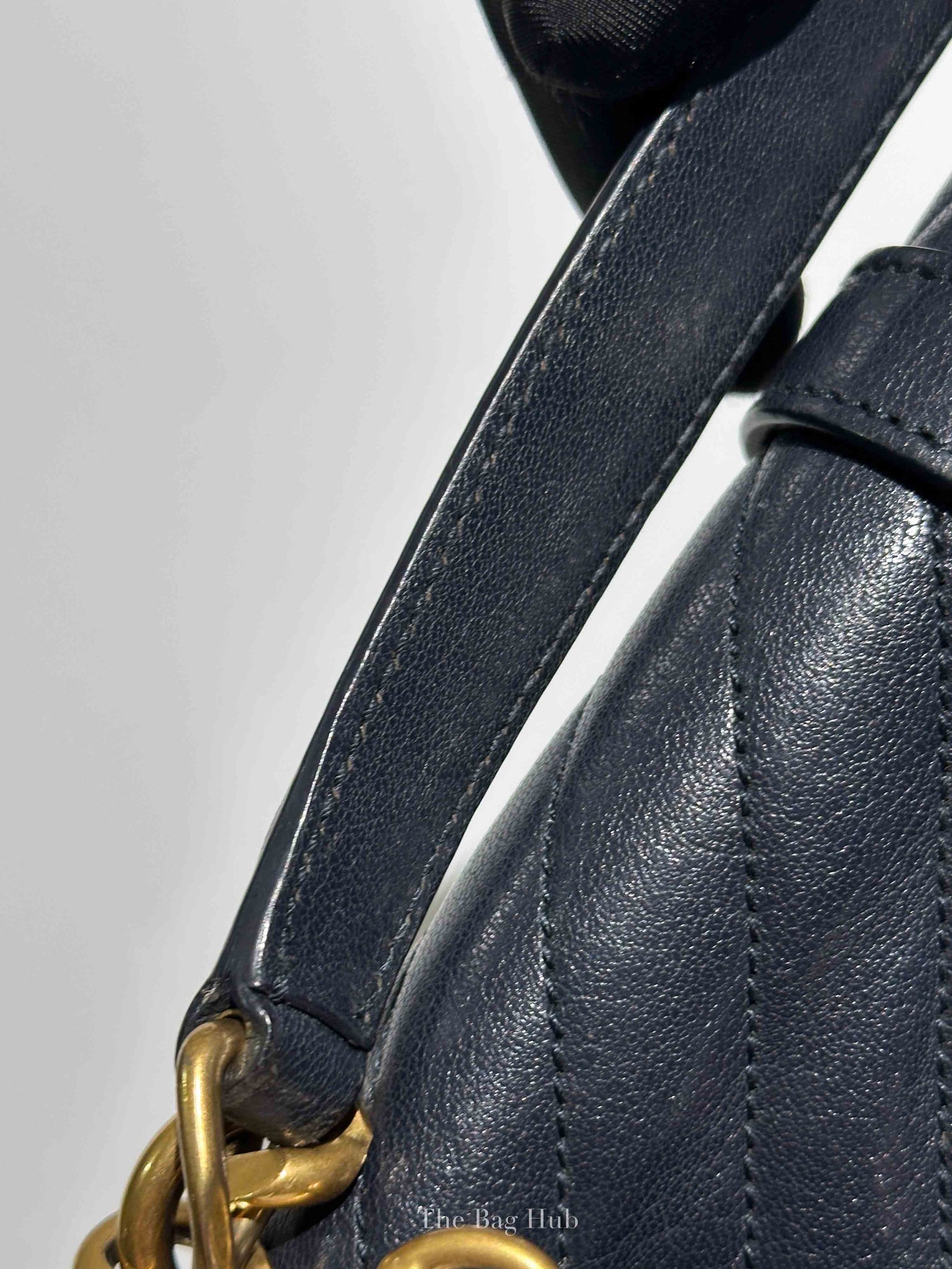 Saint Laurent Deep Marine Sheepskin Matelasse Chevron Monogram Medium College Bag