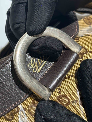 Gucci Brown Crystal Monogram D Ring Hobo Bag