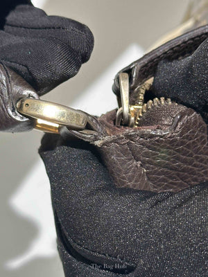 Gucci Brown Crystal Monogram D Ring Hobo Bag