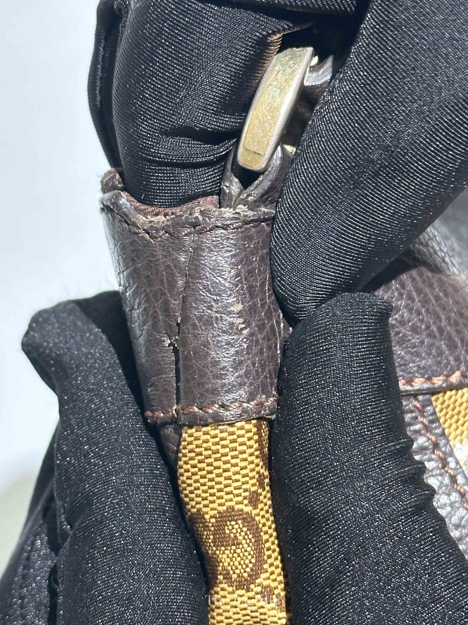 Gucci Brown Crystal Monogram D Ring Hobo Bag