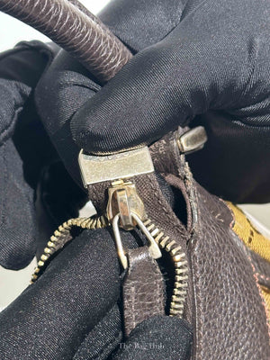 Gucci Brown Crystal Monogram D Ring Hobo Bag