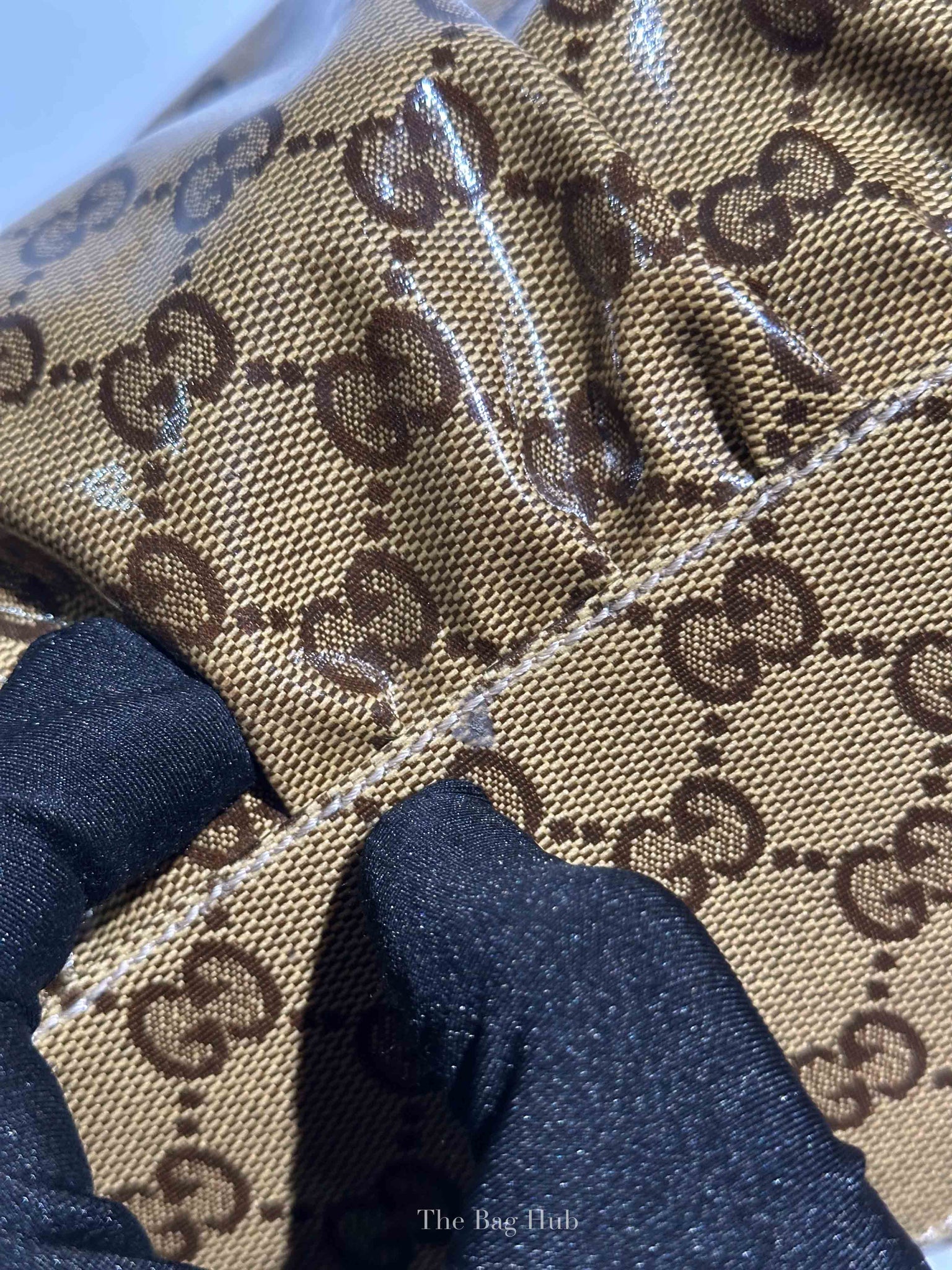 Gucci Brown Crystal Monogram D Ring Hobo Bag