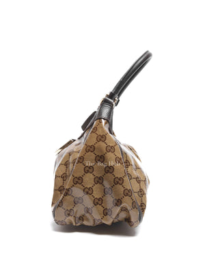 Gucci Brown Crystal Monogram D Ring Hobo Bag