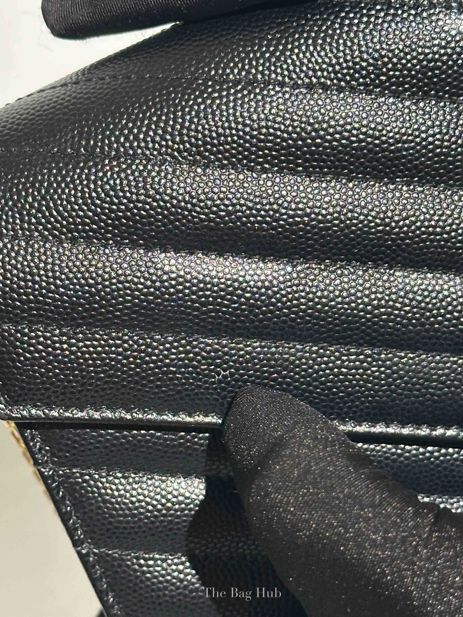 Saint Laurent Black Grain De Poudre Leather Classic Cassandre Chain Wallet GHW