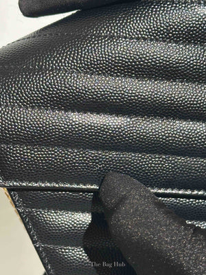 Saint Laurent Black Grain De Poudre Leather Classic Cassandre Chain Wallet GHW