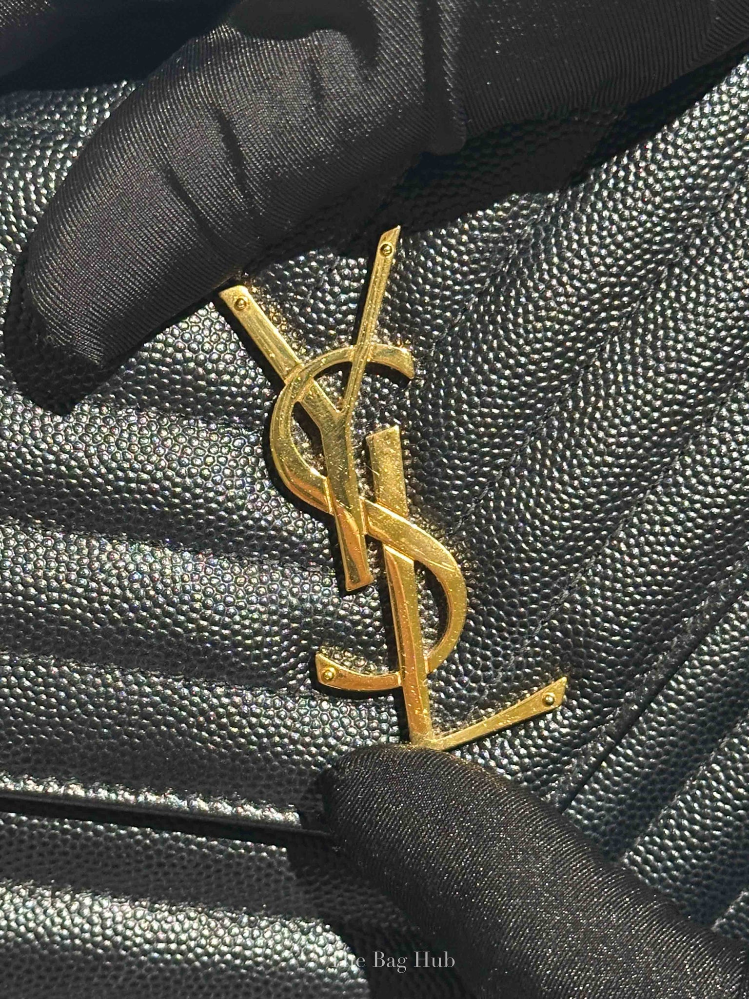 Saint Laurent Black Grain De Poudre Leather Classic Cassandre Chain Wallet GHW