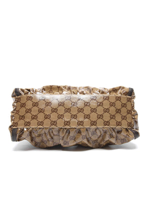 Gucci Brown Crystal Monogram D Ring Hobo Bag