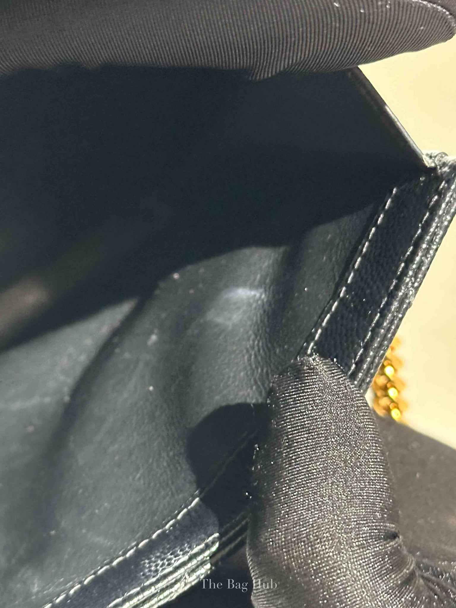 Saint Laurent Black Grain De Poudre Leather Classic Cassandre Chain Wallet GHW