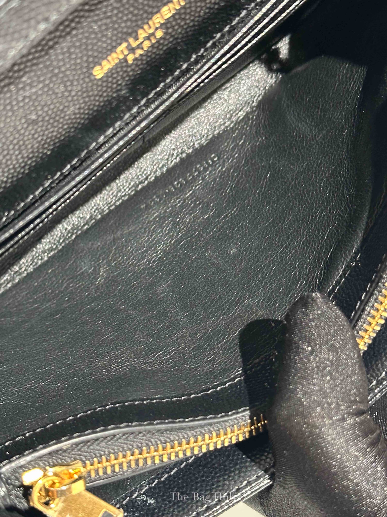 Saint Laurent Black Grain De Poudre Leather Classic Cassandre Chain Wallet GHW