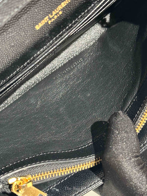 Saint Laurent Black Grain De Poudre Leather Classic Cassandre Chain Wallet GHW