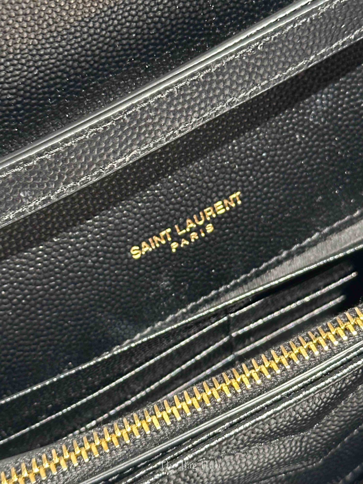 Saint Laurent Black Grain De Poudre Leather Classic Cassandre Chain Wallet GHW