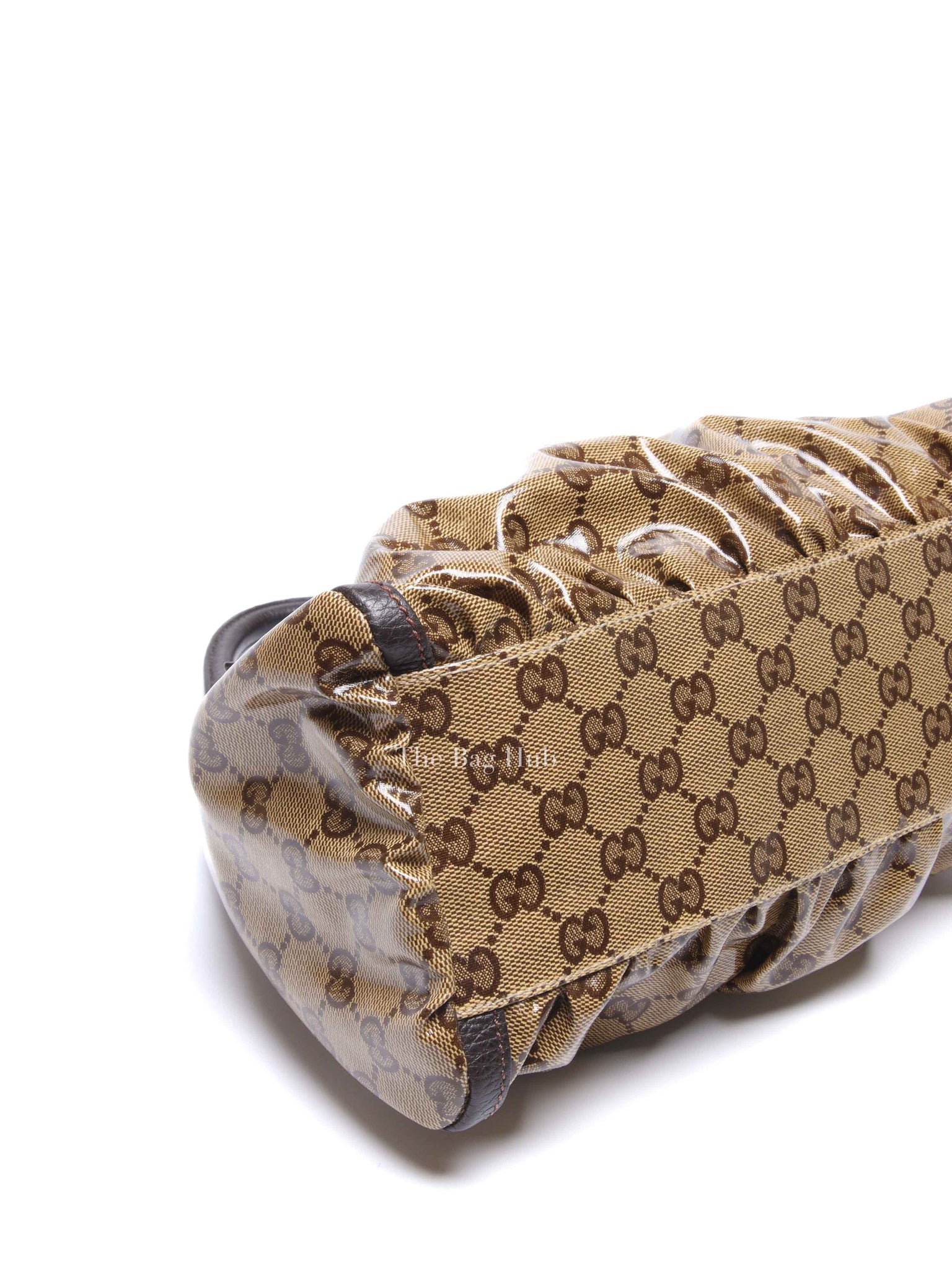 Gucci Brown Crystal Monogram D Ring Hobo Bag