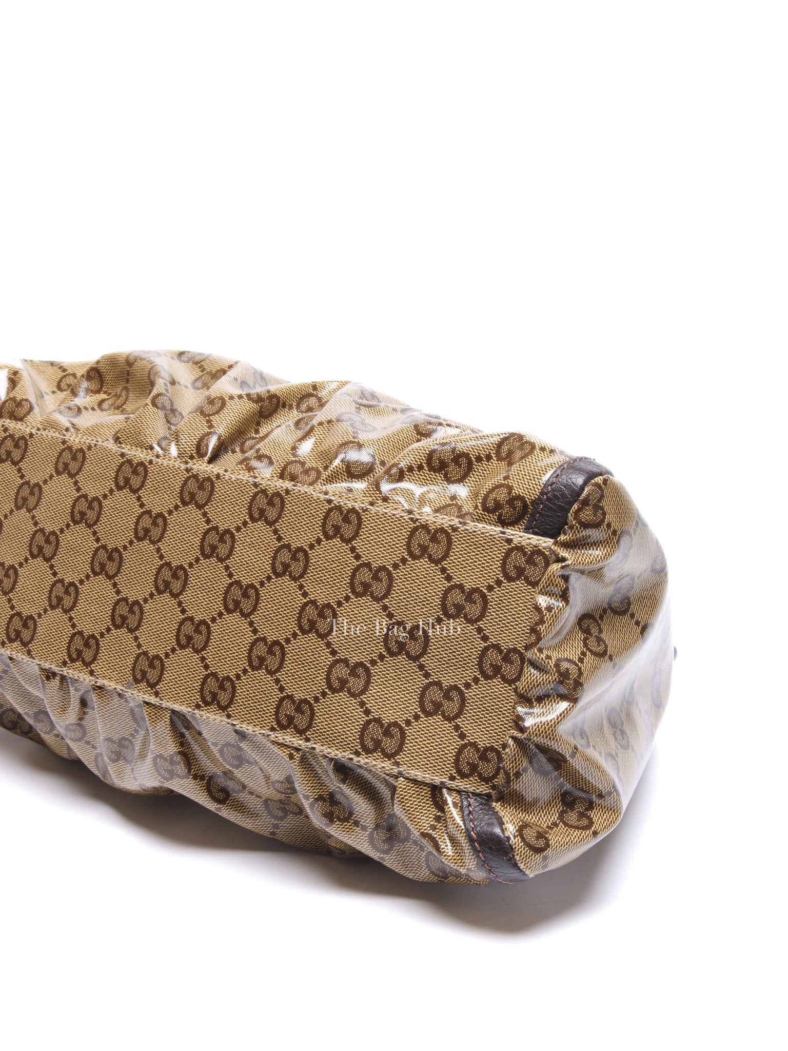 Gucci Brown Crystal Monogram D Ring Hobo Bag