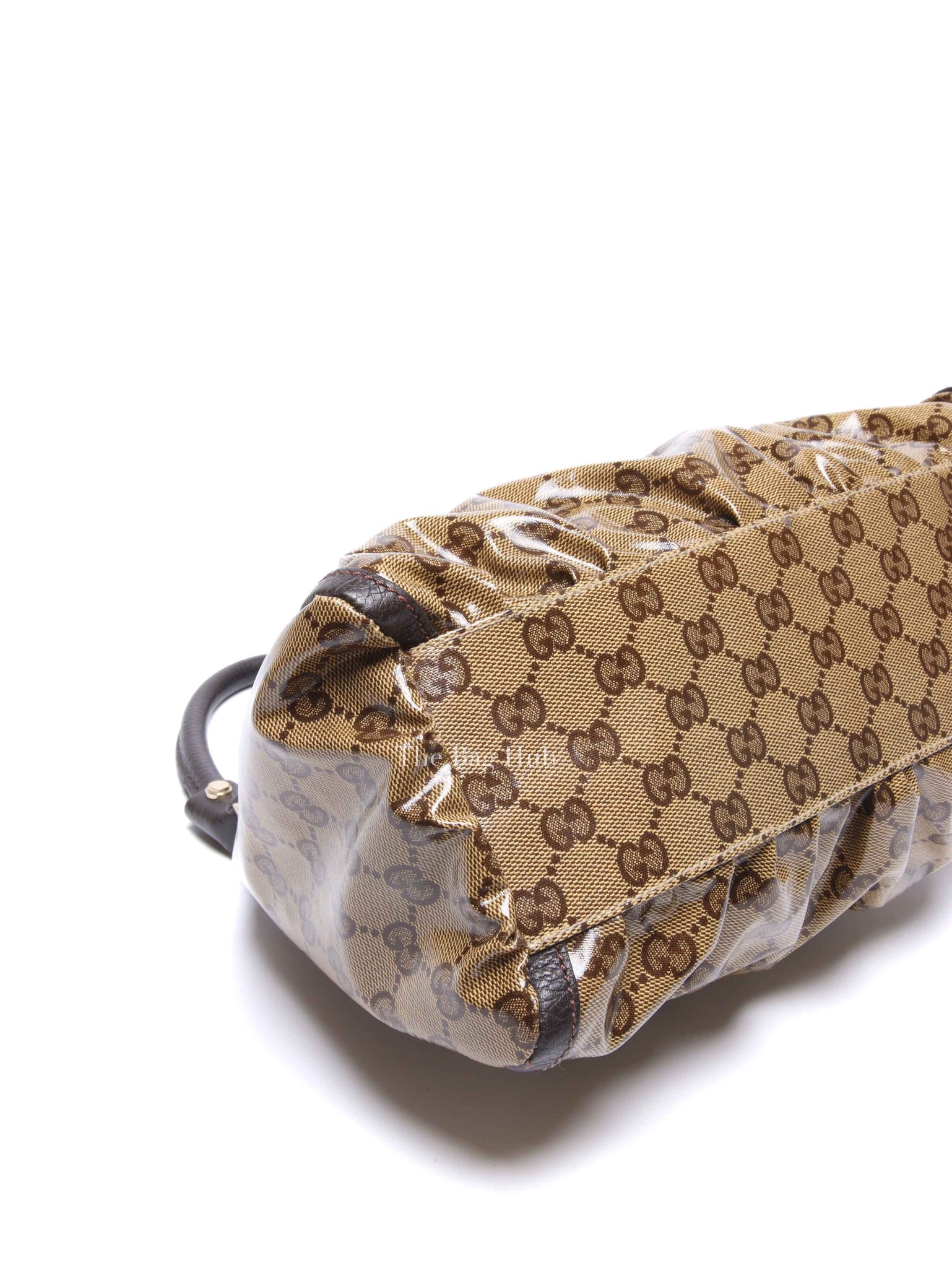 Gucci Brown Crystal Monogram D Ring Hobo Bag