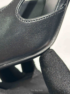 Chanel Black Goatskin Grosgrain Cap Toe CC Slingback Pumps Size 37.5