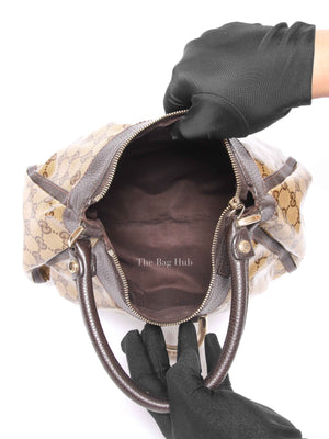 Gucci Brown Crystal Monogram D Ring Hobo Bag