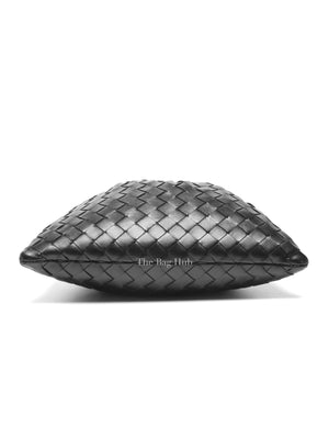 Bottega Veneta Black Intercciato Leather Medium Pouch Bag