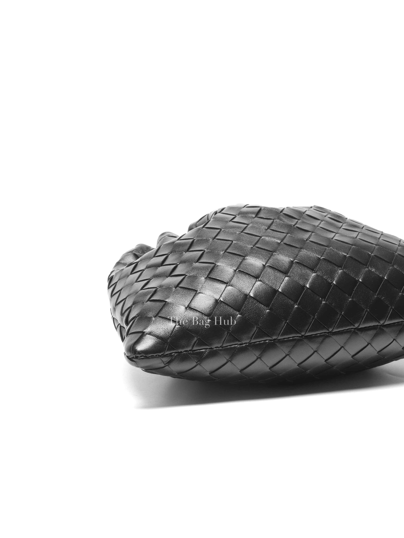 Bottega Veneta Black Intercciato Leather Medium Pouch Bag