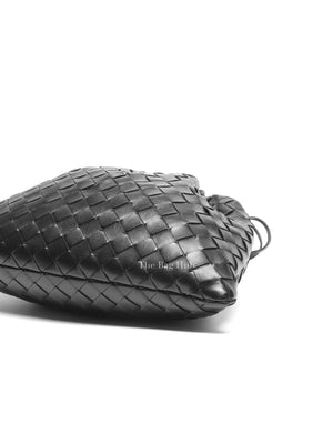 Bottega Veneta Black Intercciato Leather Medium Pouch Bag
