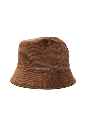 Prada Tobacco Fabric Corduroy Bucket Hat
