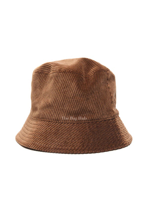 Prada Tobacco Fabric Corduroy Bucket Hat