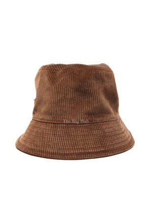 Prada Tobacco Fabric Corduroy Bucket Hat