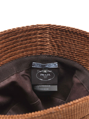 Prada Tobacco Fabric Corduroy Bucket Hat